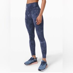 Lululemon Wunder Train Tight 25 Inseam Diamond Dye Naval Blue size 16